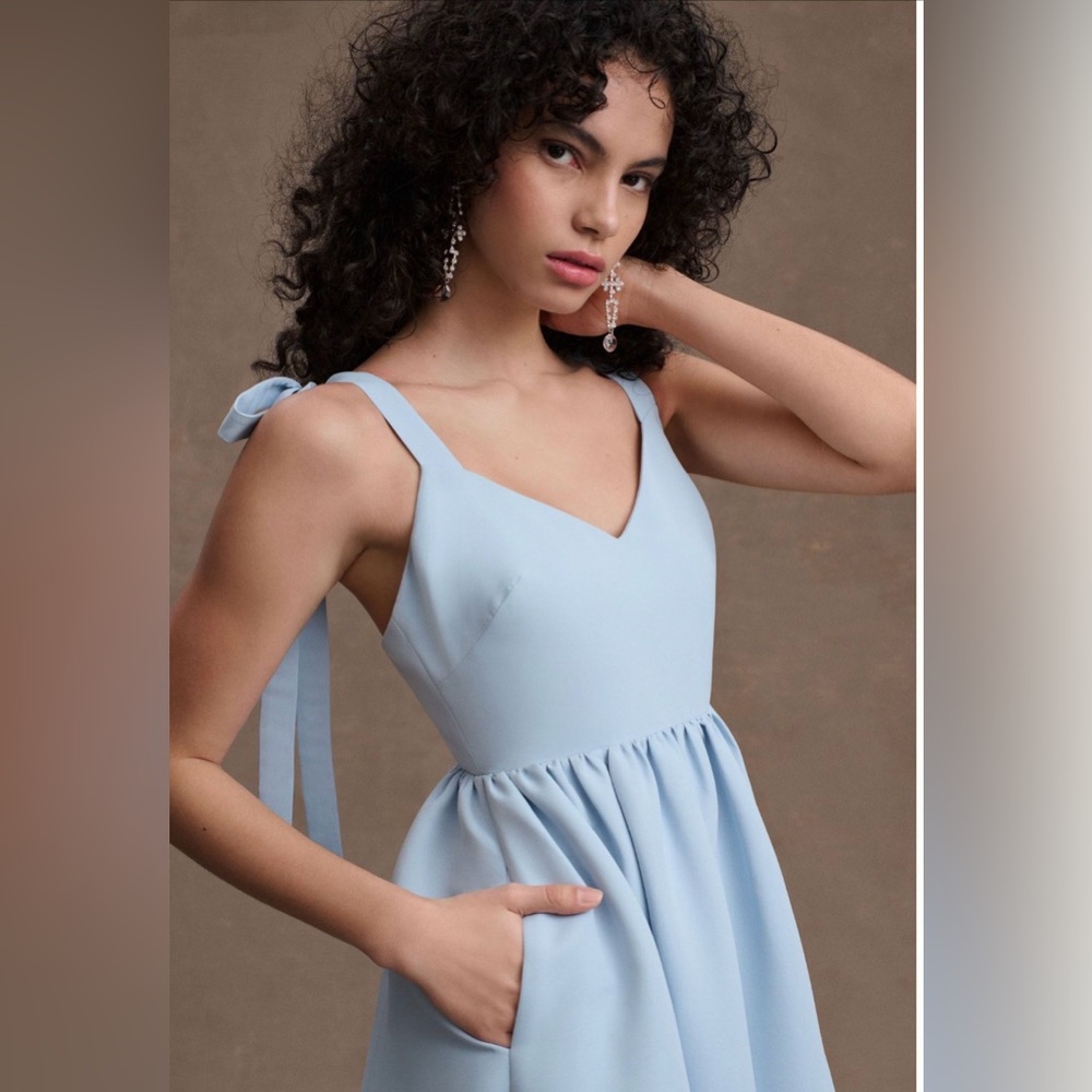 BHLDN Elanor Taffeta Midi Dress In Blue
